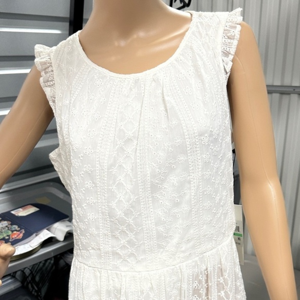 NWT Calvin Klein White Ruffle Midi Dress